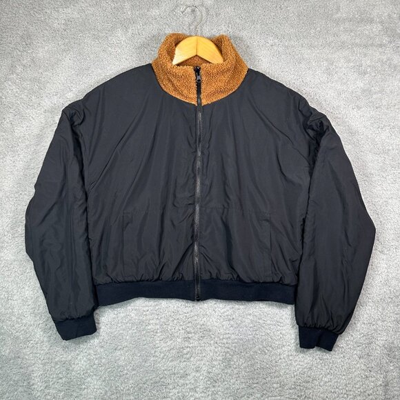 Fabletics Spencer Reversible Teddy Bomber Jacket in the Color Sepia Size L - Picture 6 of 15